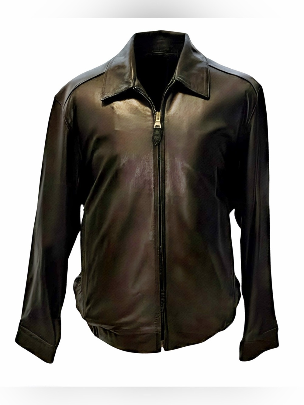 Marc New York Black Leather Bomber Jacket | Quilted Blue Lining | Large | NWT - Picture 2 of 16